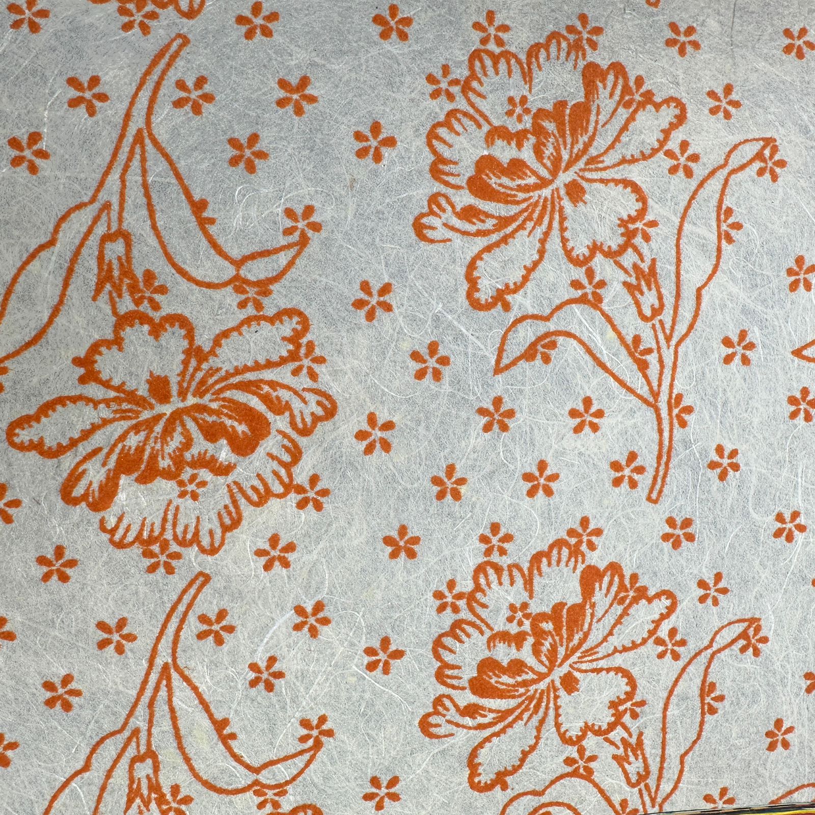 Silk Handmade Paper Sheets in Orange Print